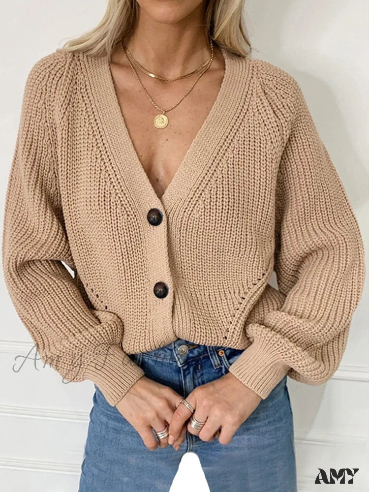 Amy Fashion - Knitted Fashion Autumn Long Sleeve Loose Cardigans Polished Women's Silk Amy Fashion - Knitted Fashion Autumn Long Sleeve Loose Cardigans Polished Women's Silk