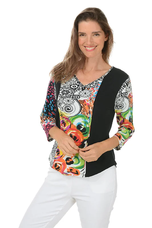 Petite Eliza V-Neck Offset Button Top