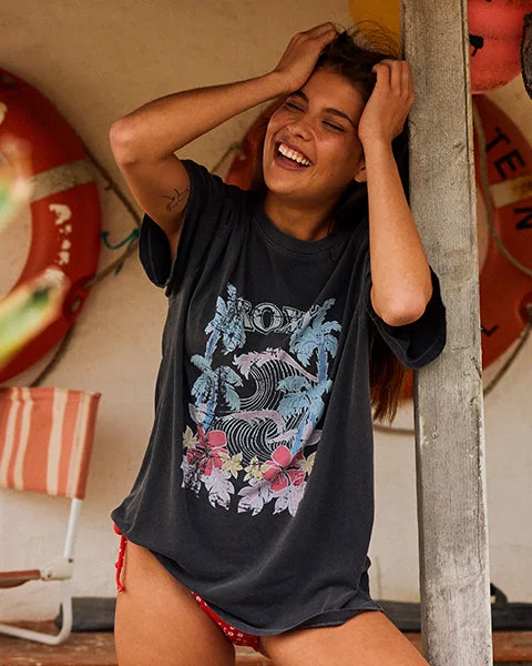 Womens Sunny Oversized Stone Wash T-Shirt Artistic Women's Hand - painted