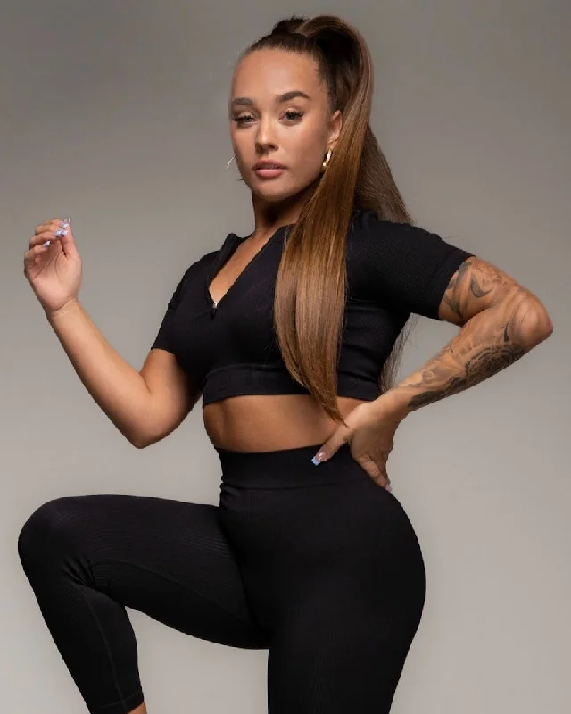 TCML Ribbed Quarter-Sleeve Crop Top Tough Women's Military - inspired