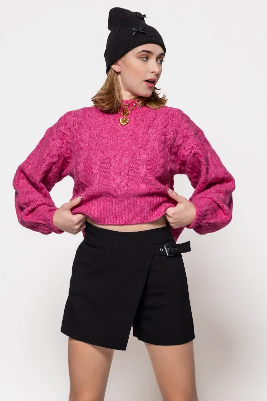 Steve Madden Marcie Cableknit Sweater Classic Women's Tweed