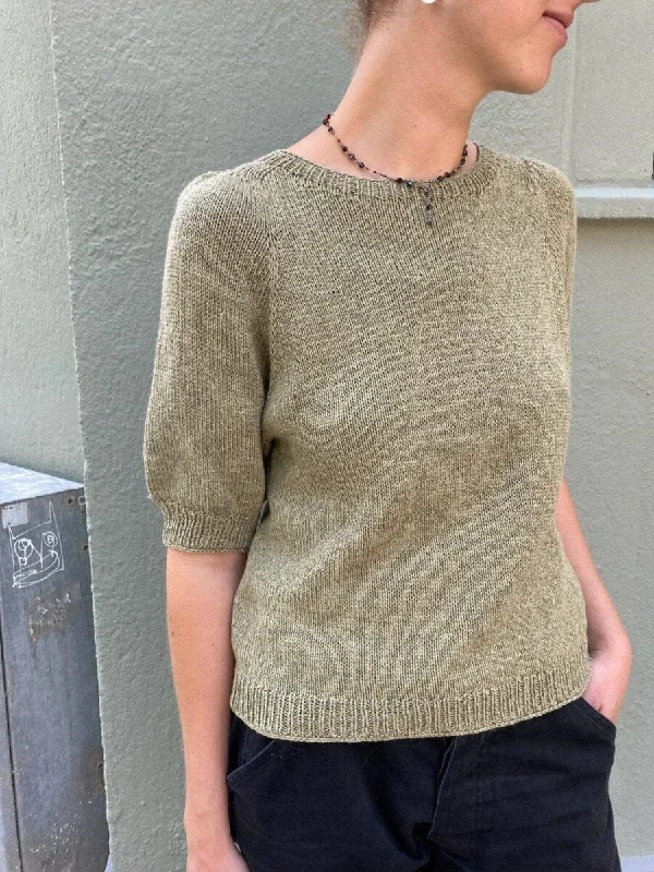 Paloma T-shirt w. puff sleeves by Önling, knitting pattern Relaxed Women's Beachy