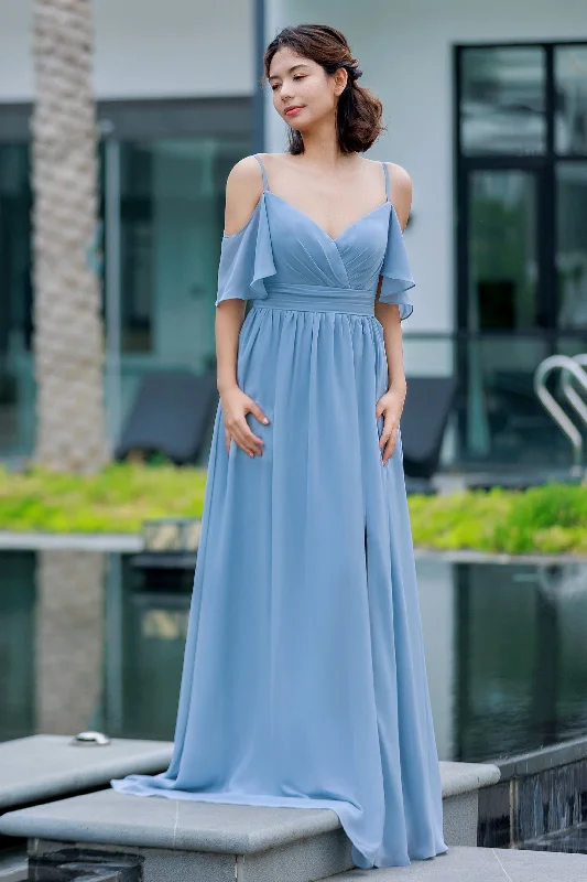 A-Line Floor Length Chiffon Bridesmaid Dress CB0710