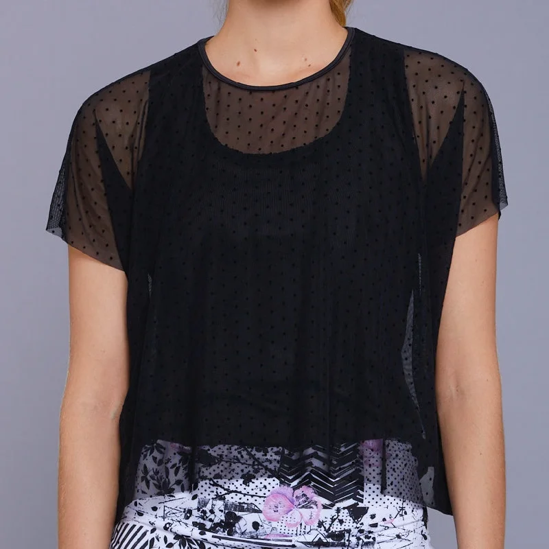 Print Collage Layer Top (black dot mesh)