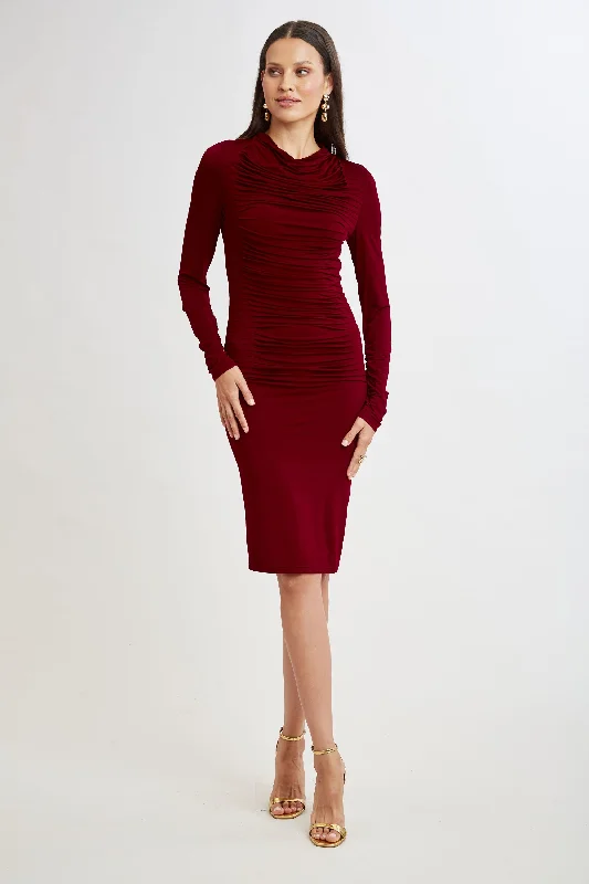 Pleat Detail Matte Jersey Dress Australian Beach