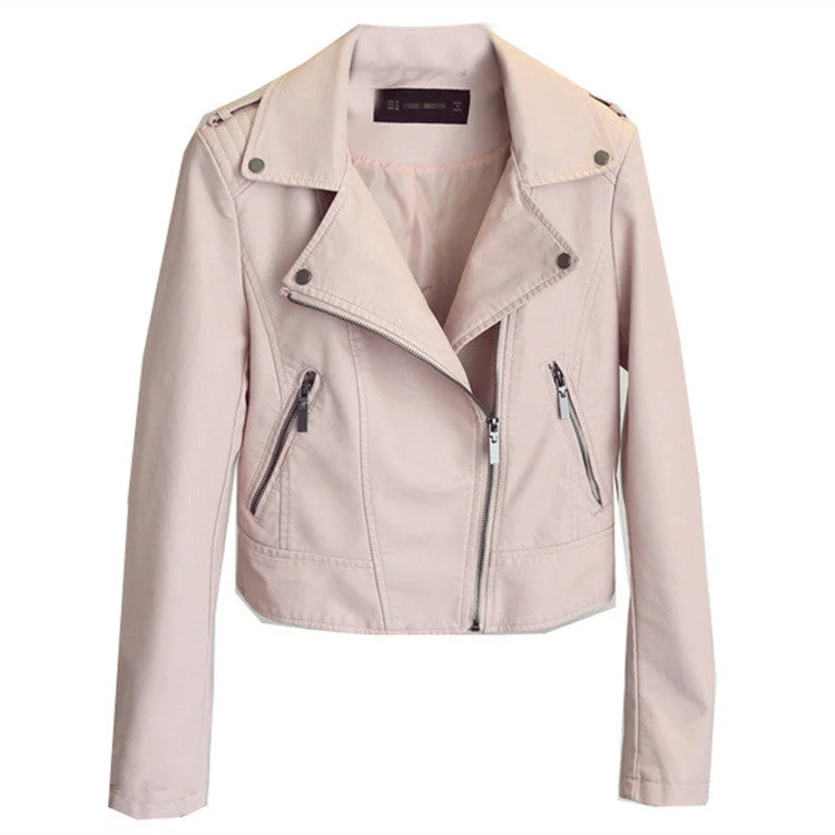 PU Short Women's Small Leather Jacket Rugged Women's Outdoor 