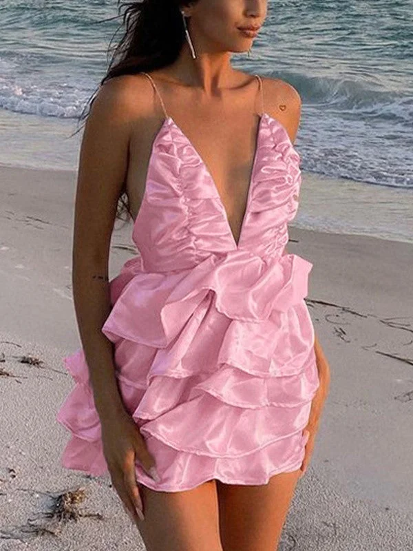 BerryBetty - Backless Ruffle Tiered Slip Mini Dress Tough Women's Military - inspired BerryBetty - Backless Ruffle Tiered Slip Mini Dress Tough Women's Military - inspired
