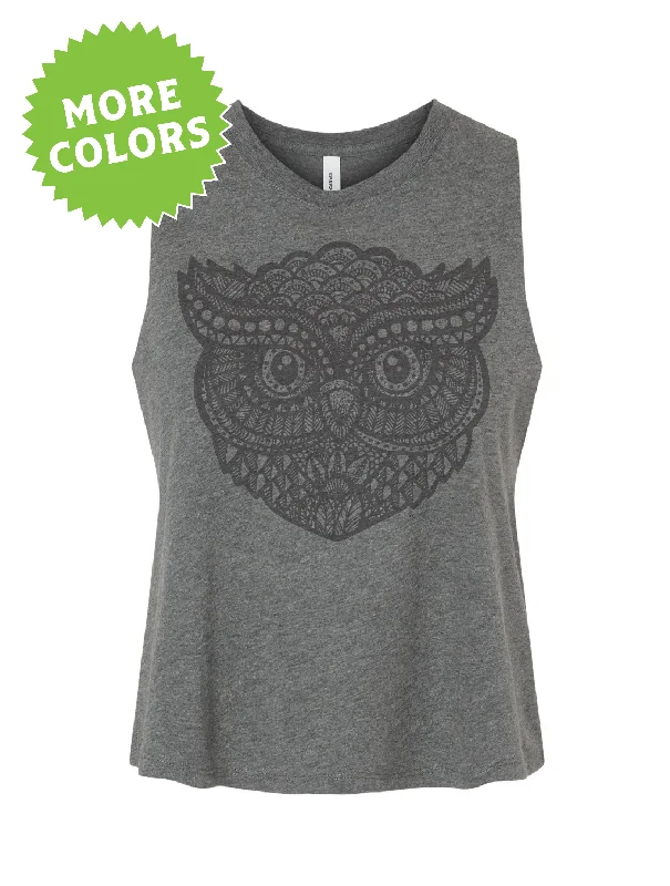 Zentangle Owl · Cropped Tank · Tonal Scandinavian