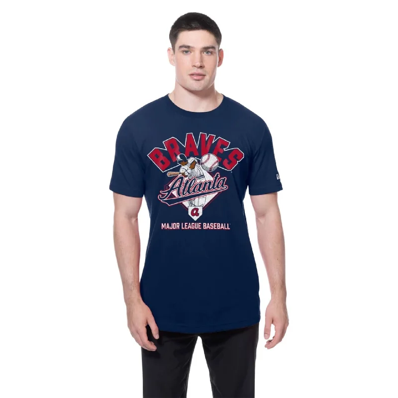 Atlanta Braves MLB Batting Practice Navy T-Shirt Cozy Women's Sherpa - lined