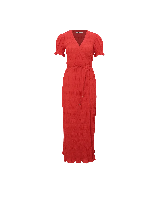 MIRELLA SHORT SLEEVE WRAP DRESS CHILLI Elegant Women's Formal 