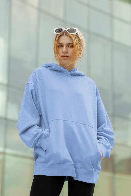 Basic Snow Blue Winter Hoodies Streetwear Style for 