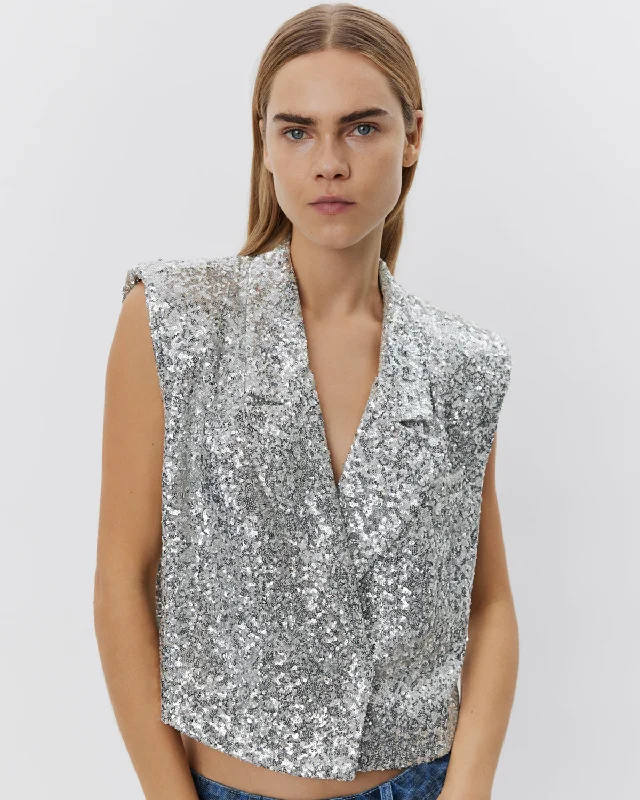 LINKASW VEST - Silver Geometric
