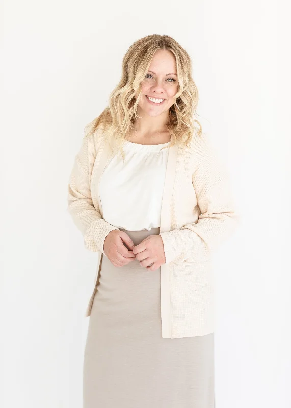 Essential Waffle Knit Cardigan - FINAL SALE Feminine Women's Soft 