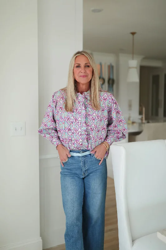 Paris Floral Top - Multicolor Sophisticated Women's 
