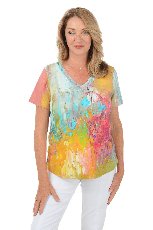 Petite Lavender Shirred V-Neck Tee Artistic Women's Avant - 