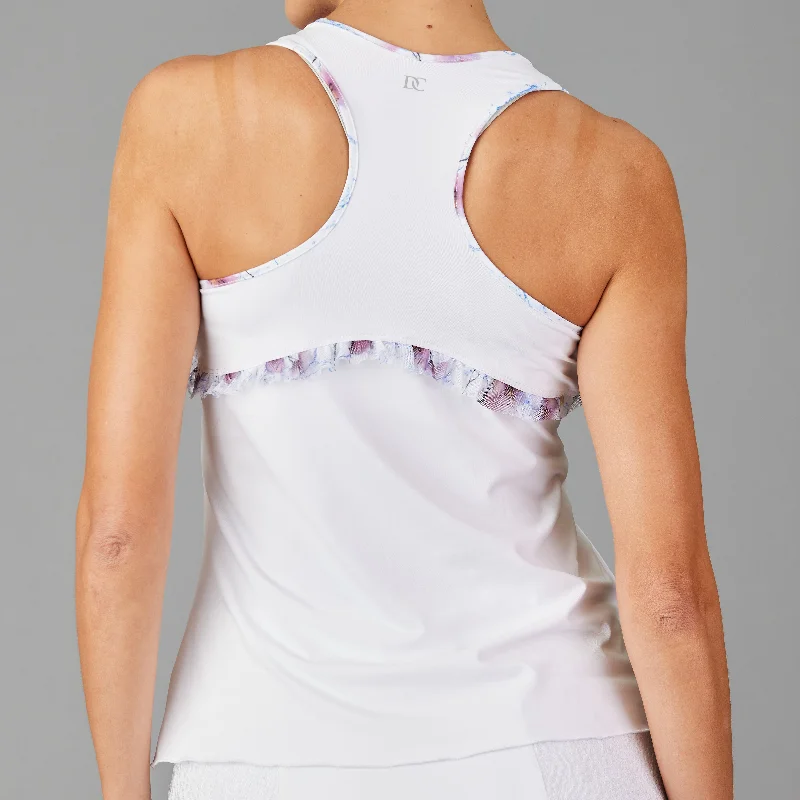 Spring Marble Ruffle Racerback Top (white) Dapper Women's 1920S