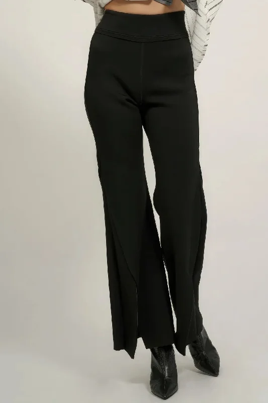 Solid Raw Edge Expose Seam Flare Pants Cashmere