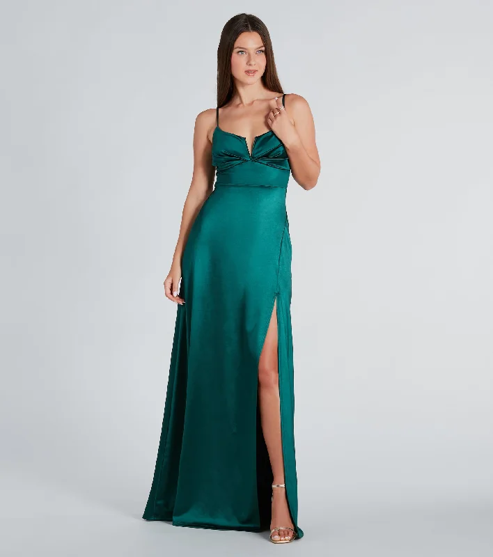 Darla Formal Satin A-Line Long Dress