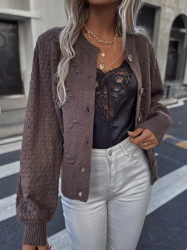 Casual Plain Button Long Sleeve Round Neck Regular Women Cardigan Modern Women's Tech Casual Plain Button Long Sleeve Round Neck Regular Women Cardigan Modern Women's Tech