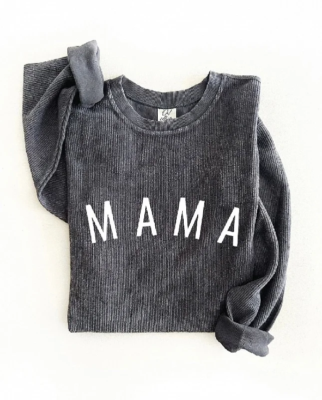 Mama Corded Crewneck Artistic Women's Hand - painted