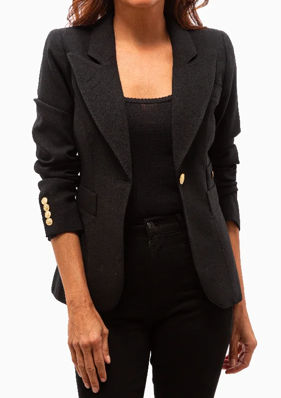 Classic Duchess Blazer | Black Refined Women's Hand - crafted