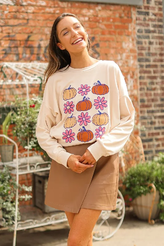 Fall Elements Sweatshirt, Ivory Dapper Women's 1920S