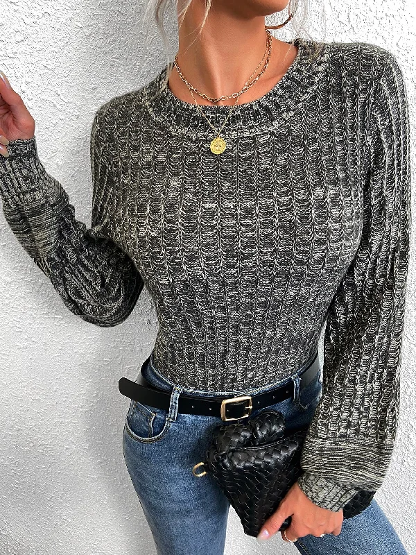 Casual Plain Rib-Knit Long Sleeve Round Neck Regular Women Sweater Traditional Women's Wool Casual Plain Rib-Knit Long Sleeve Round Neck Regular Women Sweater Traditional Women's Wool