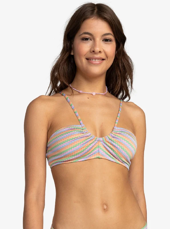 Wavy Stripe Fashion Bralette Bikini Top - Papaya Wavy Stripe S Hip Women's Retro