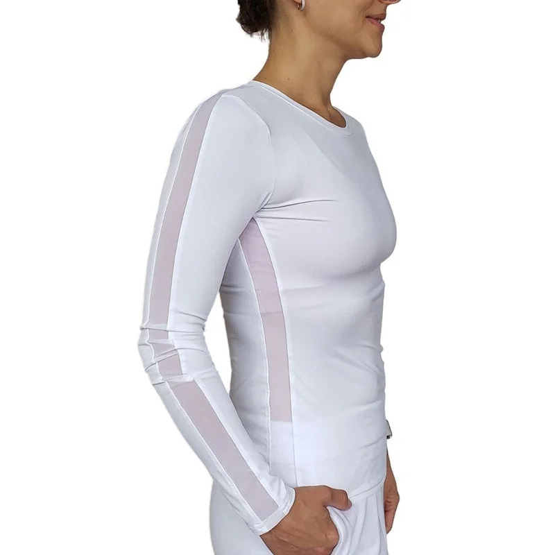 InPhorm Core L/S Crew Neck Top - White Cool Women's Skate