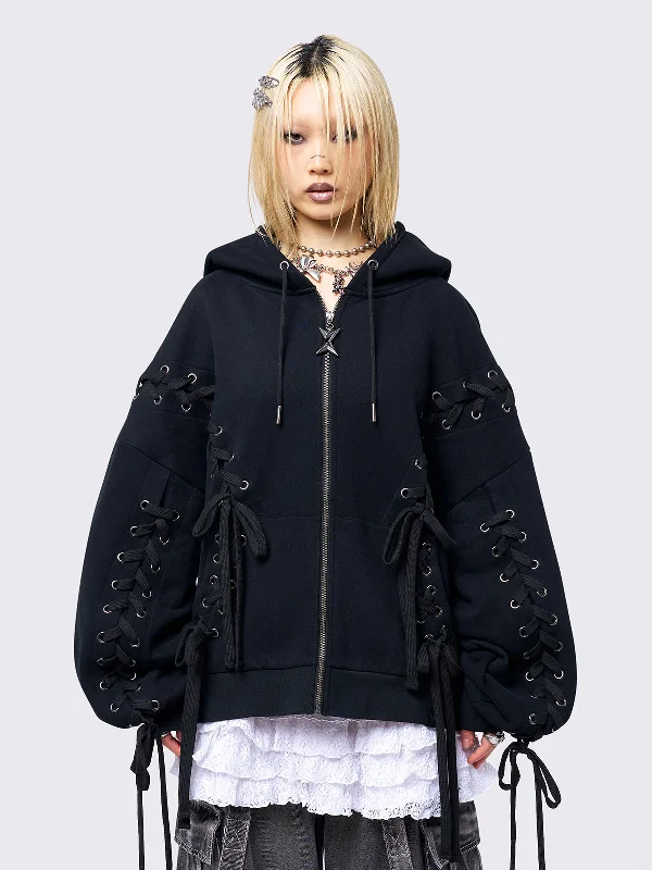 Mia Black Zip Up Hoodie