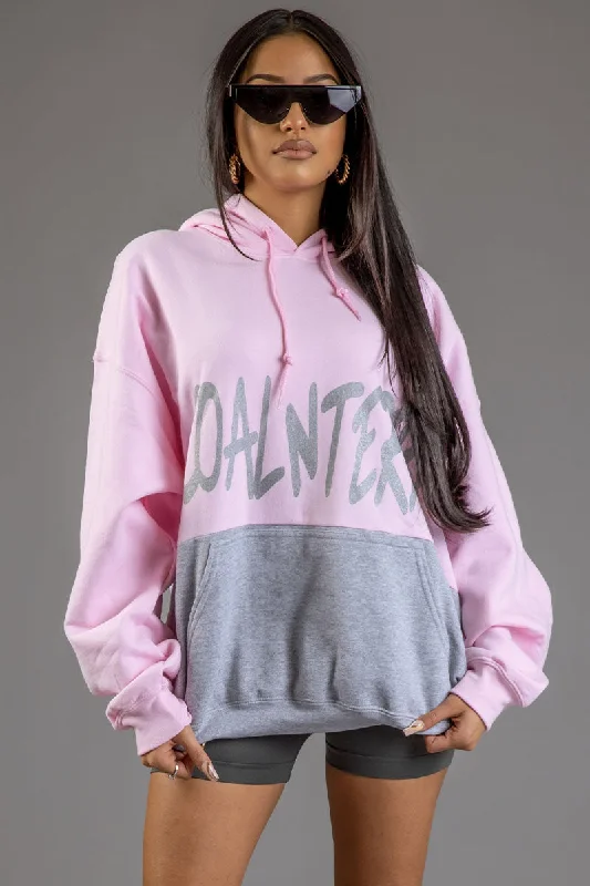 粉色 N 浅灰色拼接 CNT 罩层连帽衫 Hip Women's Urban