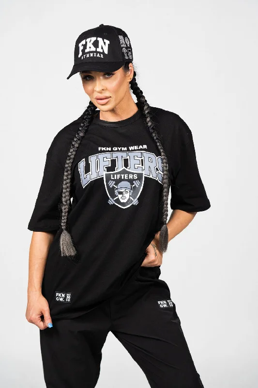 LIFTERS | Women's Oversized Pump Cover Gym T-Shirt | Black Casual Women's Japanese 