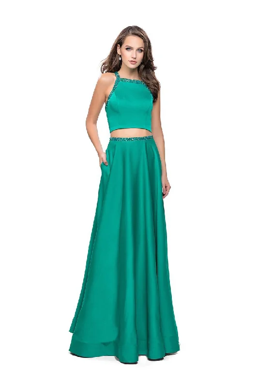 La Femme - 25978 High Halter Neck Two-Piece A-line Gown Contemporary 