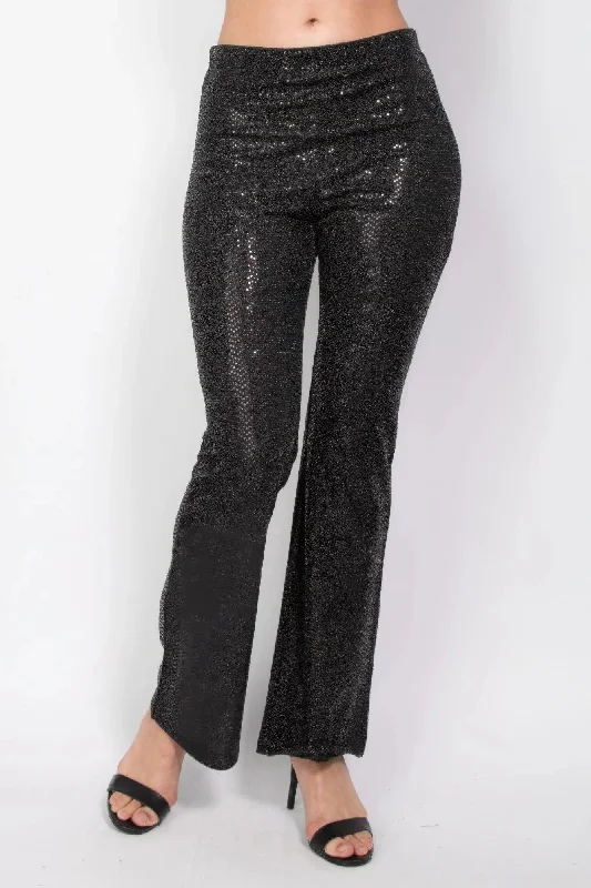 Sequined Fit & Flare Midrise Pants Casual Women's Japanese 
