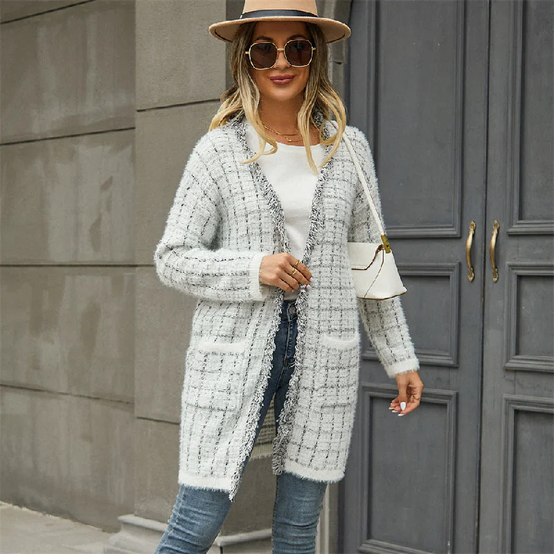 Stylish Colorful Striped Fringed Cardigan Knit Jacket Wholesale Womens Clothing Earthy Women's Hemp - based Stylish Colorful Striped Fringed Cardigan Knit Jacket Wholesale Womens Clothing Earthy Women's Hemp - based