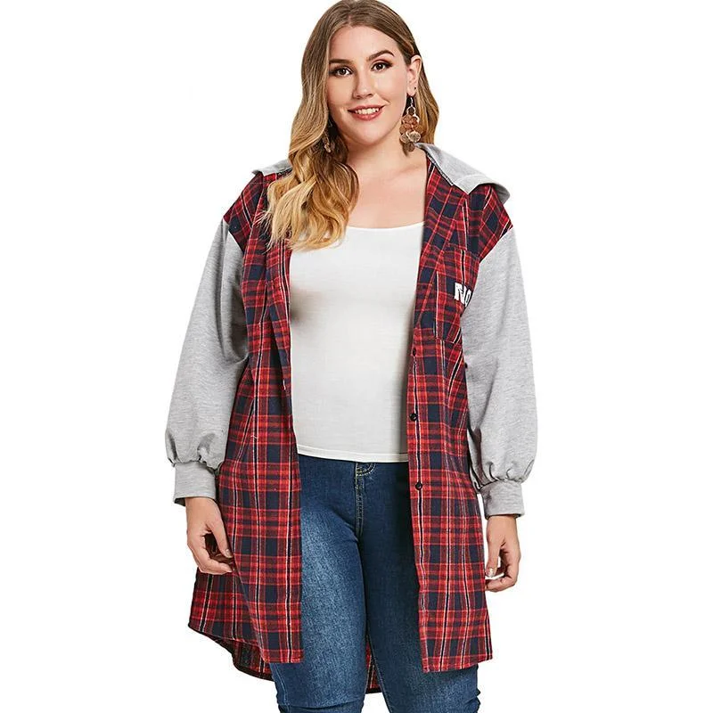ANALUKE Plaid Back Printed  Trench Coat Refined Women's 