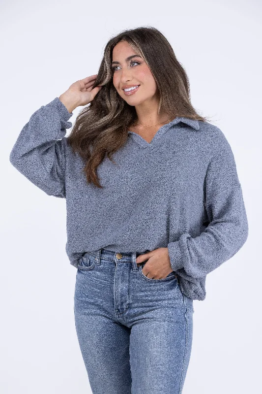 Cozy Comfort Women's Knit Long Sleeve Lounge Top Laid - back Women's Vibe
