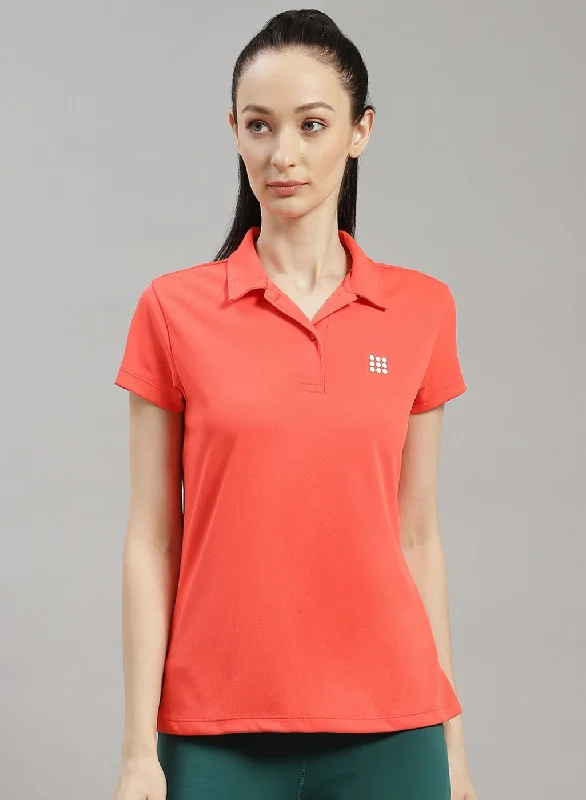 Women Orange Solid T-Shirt