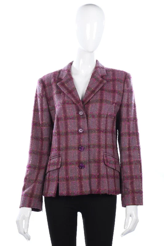 Overider Jacket Purple Check wool Mix UK Size 16