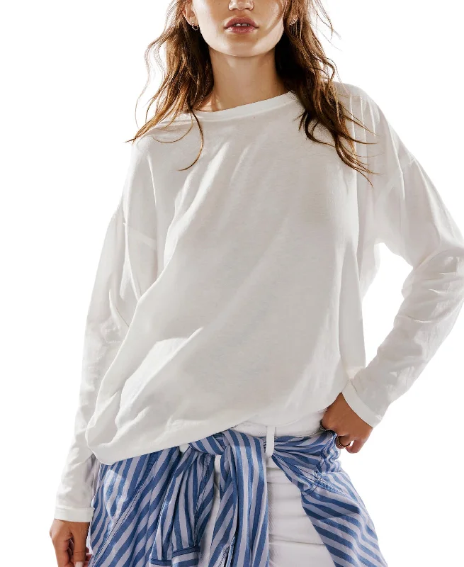 Nina Tee Long Sleeve in Ivory Monochromatic All - in - one