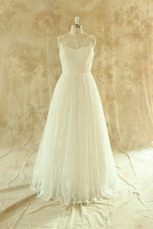 Bridelily Craceful Lace A-Line Floor Length Wedding Dress Business