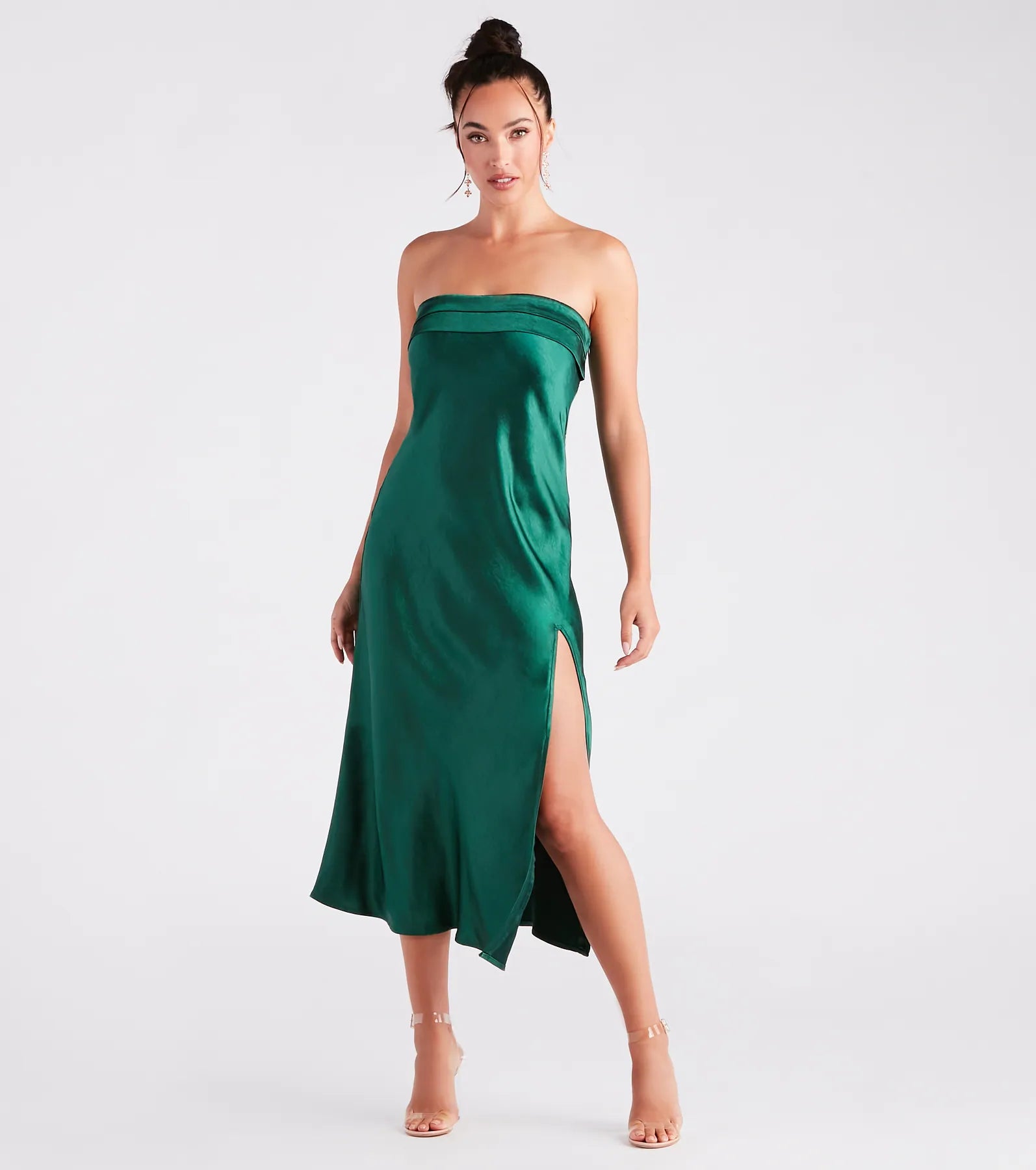 Silky And Chic Satin Midi Slip Dress Elegant Women's 