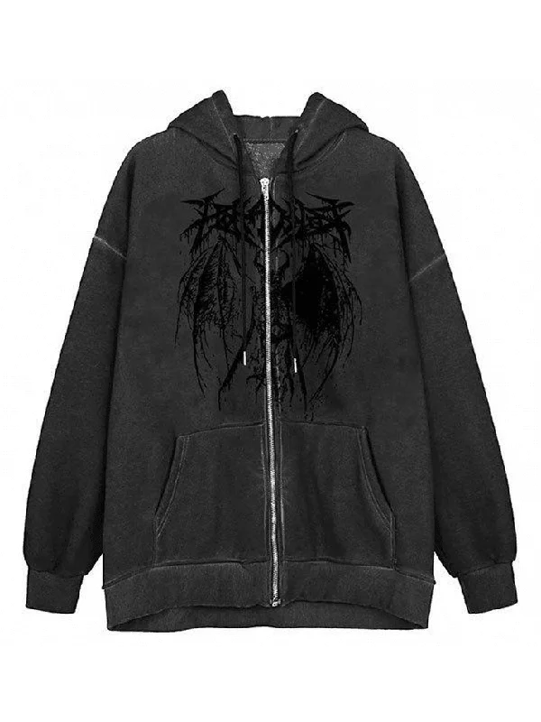 Skeleton Print Zipper Hoodie performance