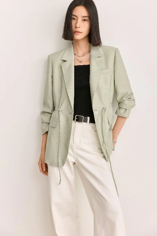 LILY Drawstring Design Blazer Preppy Women's College