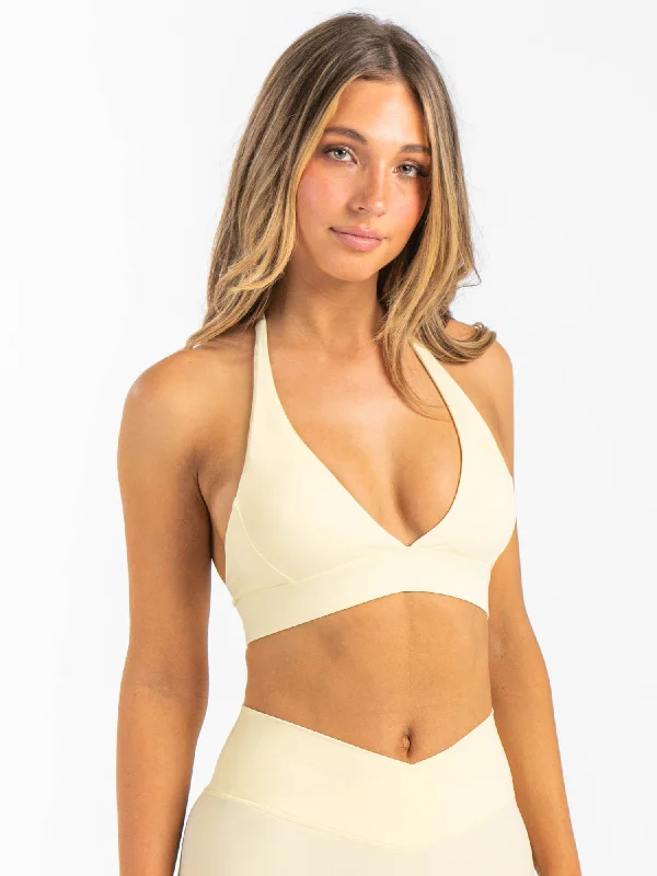 NKD Halter Sports Bra - Lemon Drop