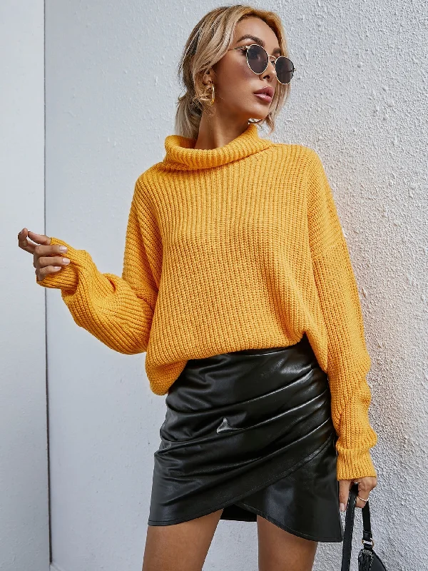 Casual Plain Long Sleeve High Neck Regular Women Sweater Athletic Women's High - 