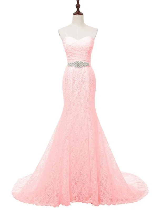White Sweetheart Lace Mermaid Sash Wedding Dresses Refined Women's Classic 