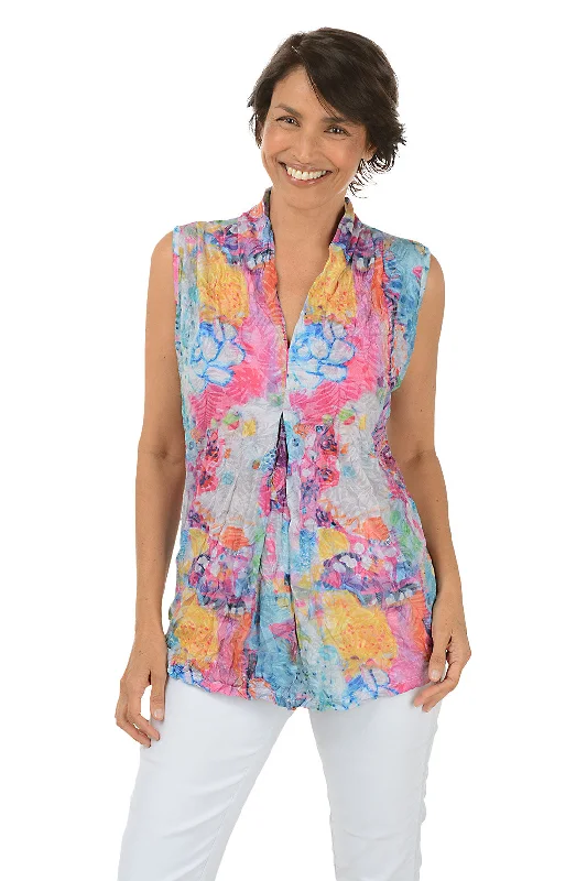 Daydream Crinkle Pleated Front Sleeveless Top Earthy Women's 