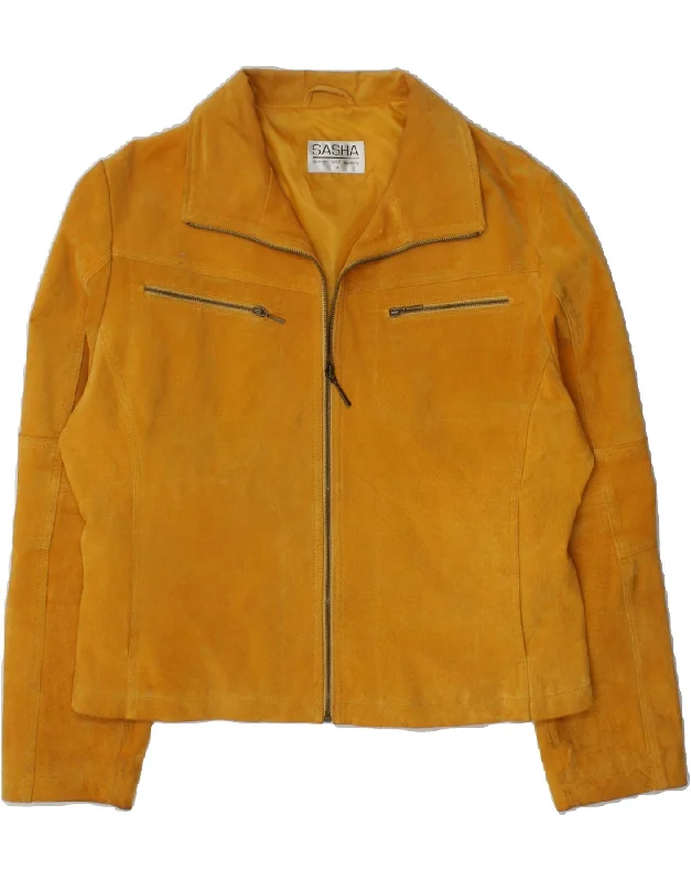SASHA Womens Suede Jacket UK 14 Large  Yellow Leather Traditional Women's 