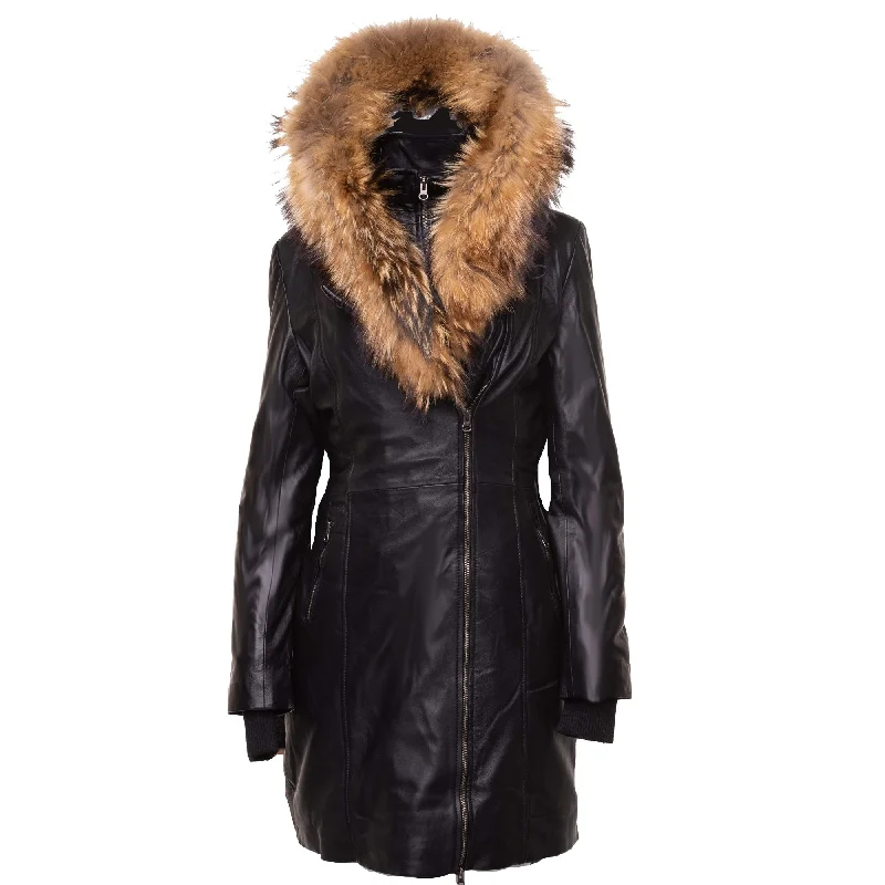 Ulva Fur Trimmed women's parka coat with Real fox fur hoodie Classic Women's Tweed